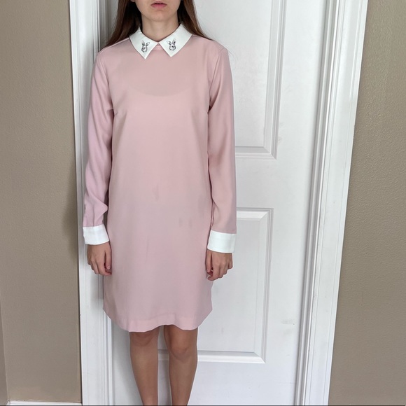 Victoria Beckham dusty pink bunny collar dress. Size S